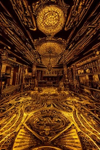 an ornately decorated room with a gold floor